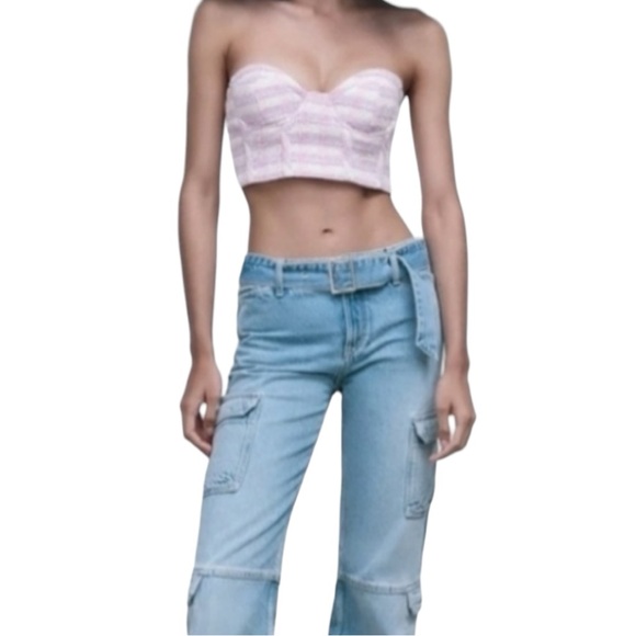 Zara NWT Women’s Tweed Corset Cropped Top   Sz M‎ - Picture 1 of 8